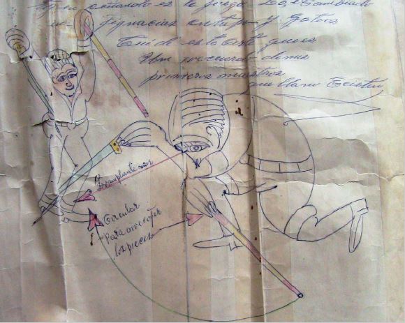 Segunda p�gina del arte o cartilla de esgrima con machete del maestro Luis Vidal