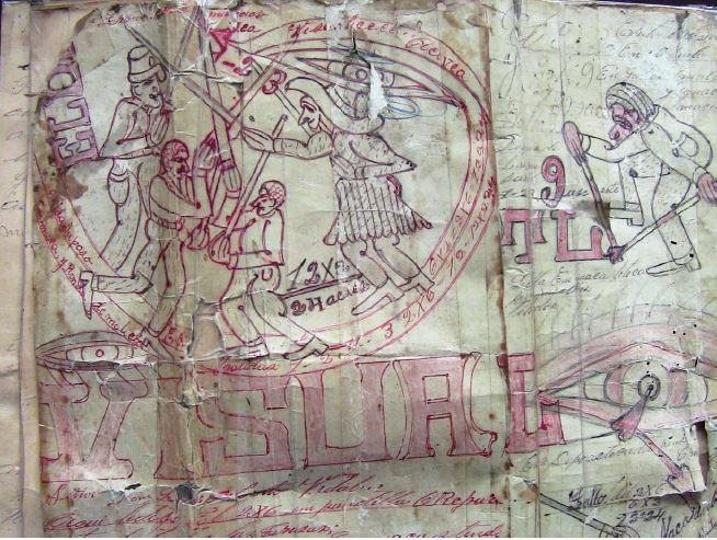 Detalle del arte o cartilla de esgrima con machete del maestro Luis Vidal