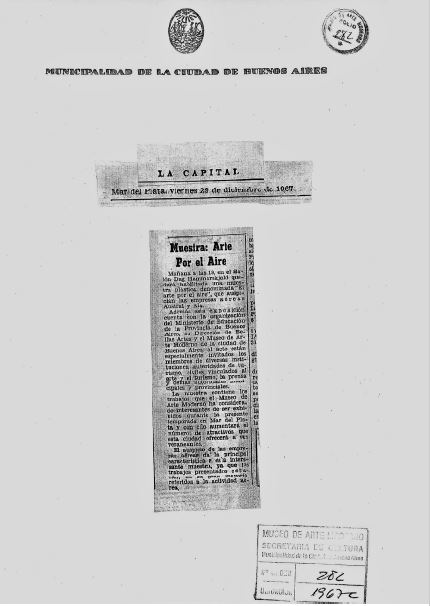 “Muestra: Arte por el Aire”, diario La Capital, Mar del Plata, viernes 29 de diciembre de 1967.