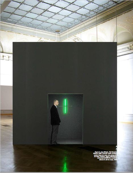Jaar, Alfredo, The Sound of Silence, 2006. Formato mixto (madera, metal, tubos de ne&oacute;n, led, proyecci&oacute;n de video, flashes). https://alfredojaar.net/projects/2006/the-sound-ofsilence-2/ (20 de mayo, 2020)