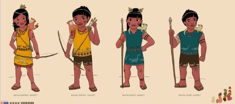Personagens ilustrados para o jogo Kam&ecirc; Kanhru. Cr&eacute;ditos: Vicent Solar.