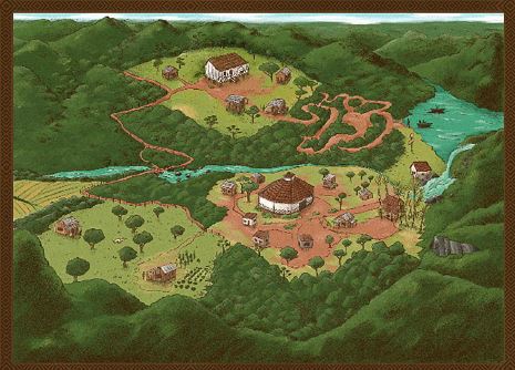 Ilustra&ccedil;&atilde;o do mapa das aldeias. Cr&eacute;ditos: Vicent Solar.