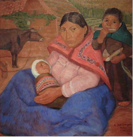 Camilo Blas, Hogar. 1926. &Oacute;leo sobre tela, 83 &times; 77 cm. Museo de Arte de Lima, Lima. Fuente: Museo de Arte de Lima-Archivo Digital de Arte Peruano (ARCHI), https://archi.pe (consultado el 30 de junio de 2020)