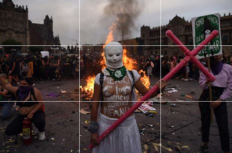 Estudio composicional de la fotograf&iacute;a de V. Razo con la ley de los tres tercios.