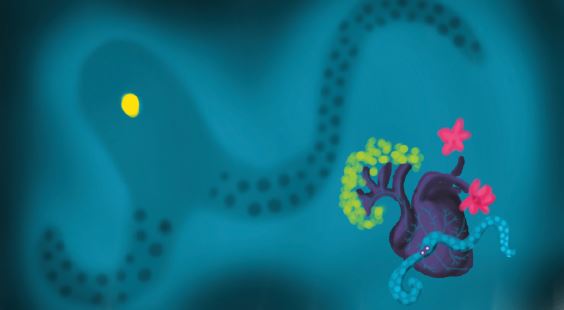 Elsa Mar&iacute;a Beltr&aacute;n-Luengas y Alejandro Villaneda, La aflicci&oacute;n, 2021, ilustraci&oacute;n digital.