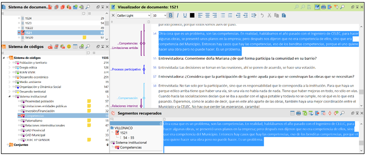 Figura 3. Codificación de la información con MAXQDA