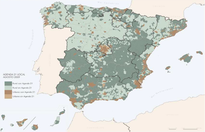 Grfico 1. Agendas 21 en Espaa en agosto de 2009 (municipios rurales y urbanos)
