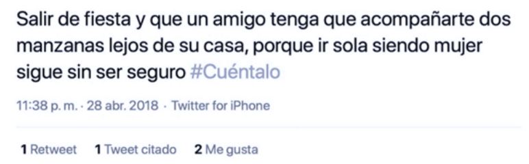 Mensaje calificado como positivo de #Cuntalo (anomimizado).