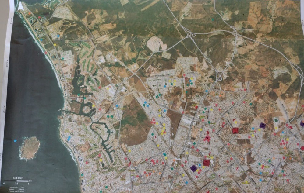 Fotograf�a de la cartograf�a construida sobre la inseguridad en la zona norte de la ciudad