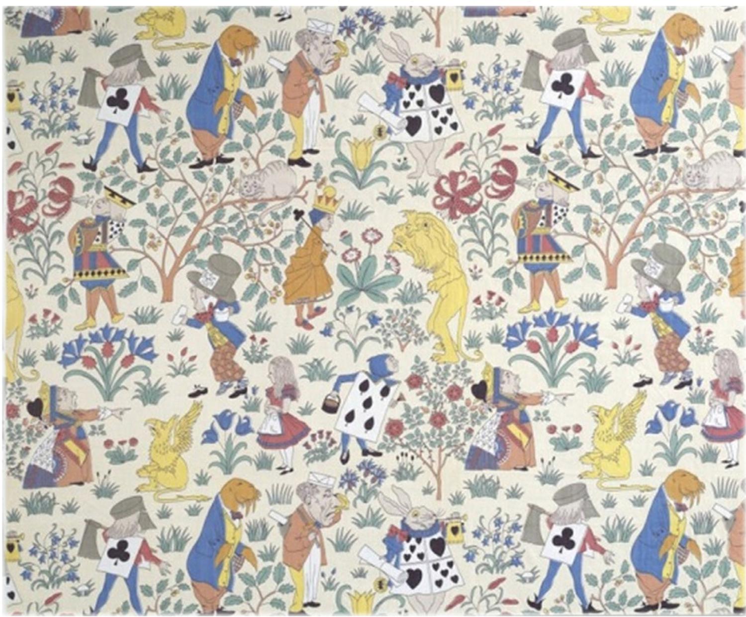 &ndash; Estampa Alice in Wonderland, chita de algod&atilde;o estampada por cilindro