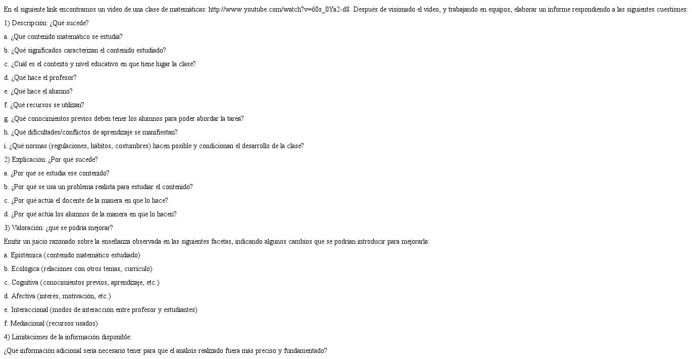 Tarea de reflexi&oacute;n did&aacute;ctica (gu&iacute;a para los futuros profesores)