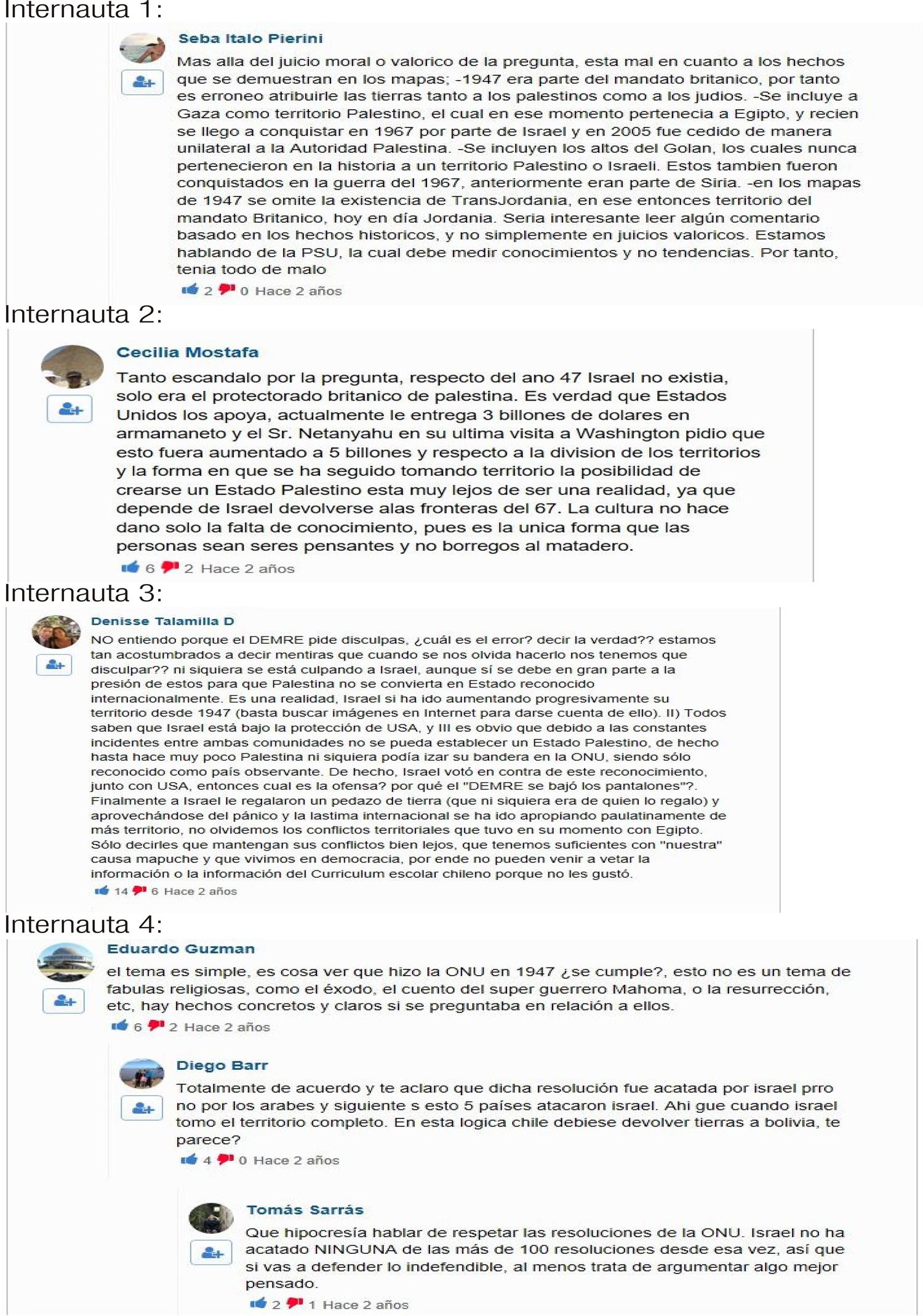 – Comentários de internautas