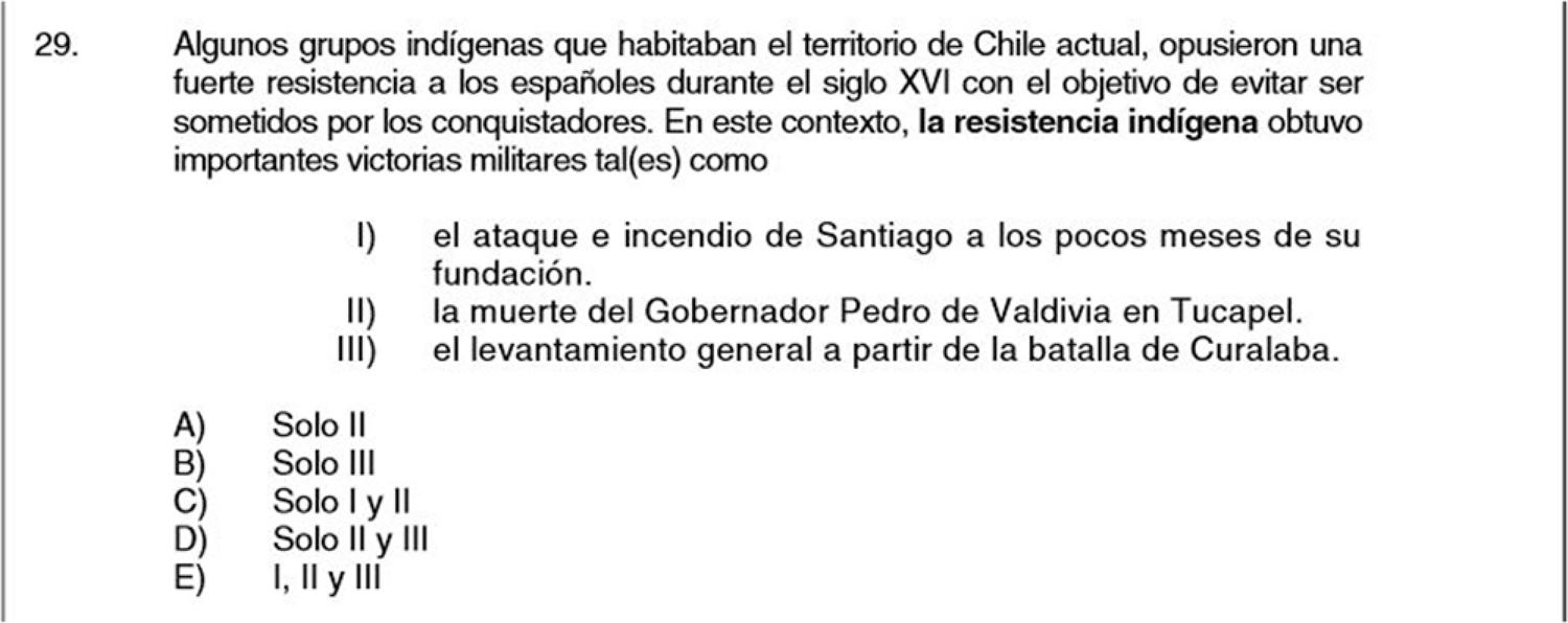 – Pergunta 29 PSU história, geografia e ciências sociais