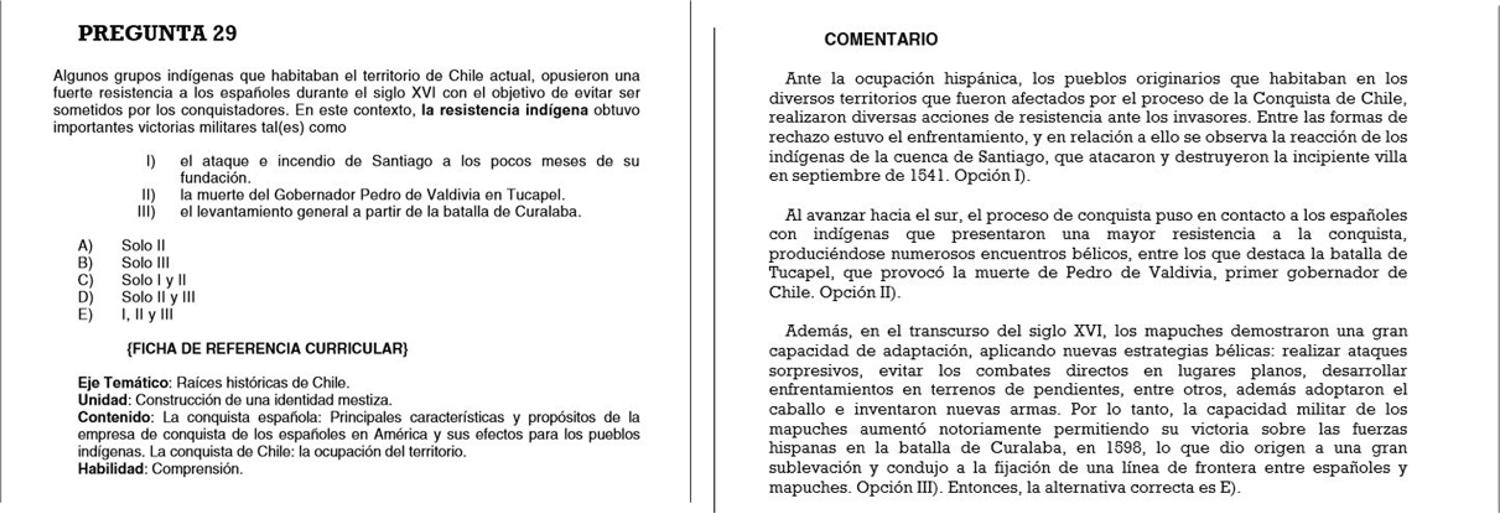 – Comentários à pergunta 29, da PSU história, geografia e ciências sociais