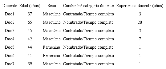 Perfil de los docentes entrevistados