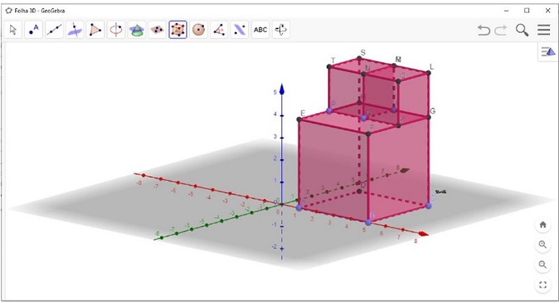  . Solid projected onto the GeoGebra dynamic geometry software interface