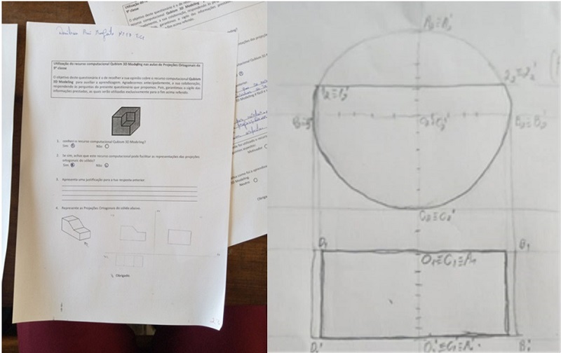  . Post-test of the orthogonal projections and cylinder sections study