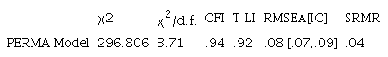Fit indices of the model