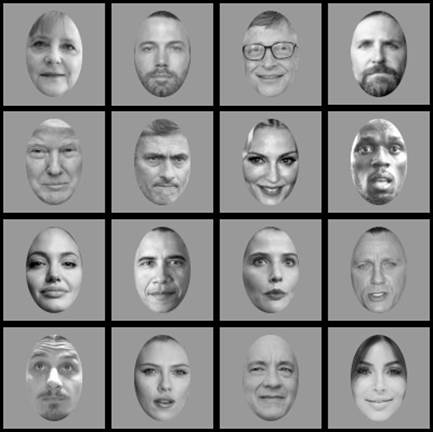 Examples of Famous Faces Included in the Database