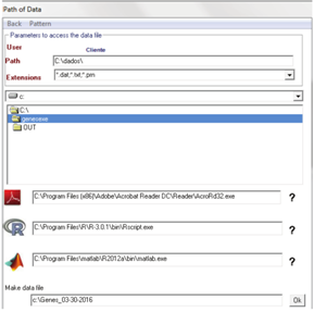 Setting screen of the path of data and path of other applications