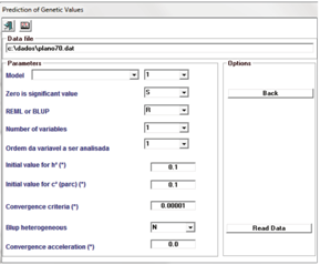 Access screen for establishing of parameter in Selegen aplicative