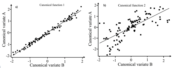 Scores of significant canonical correlation functions