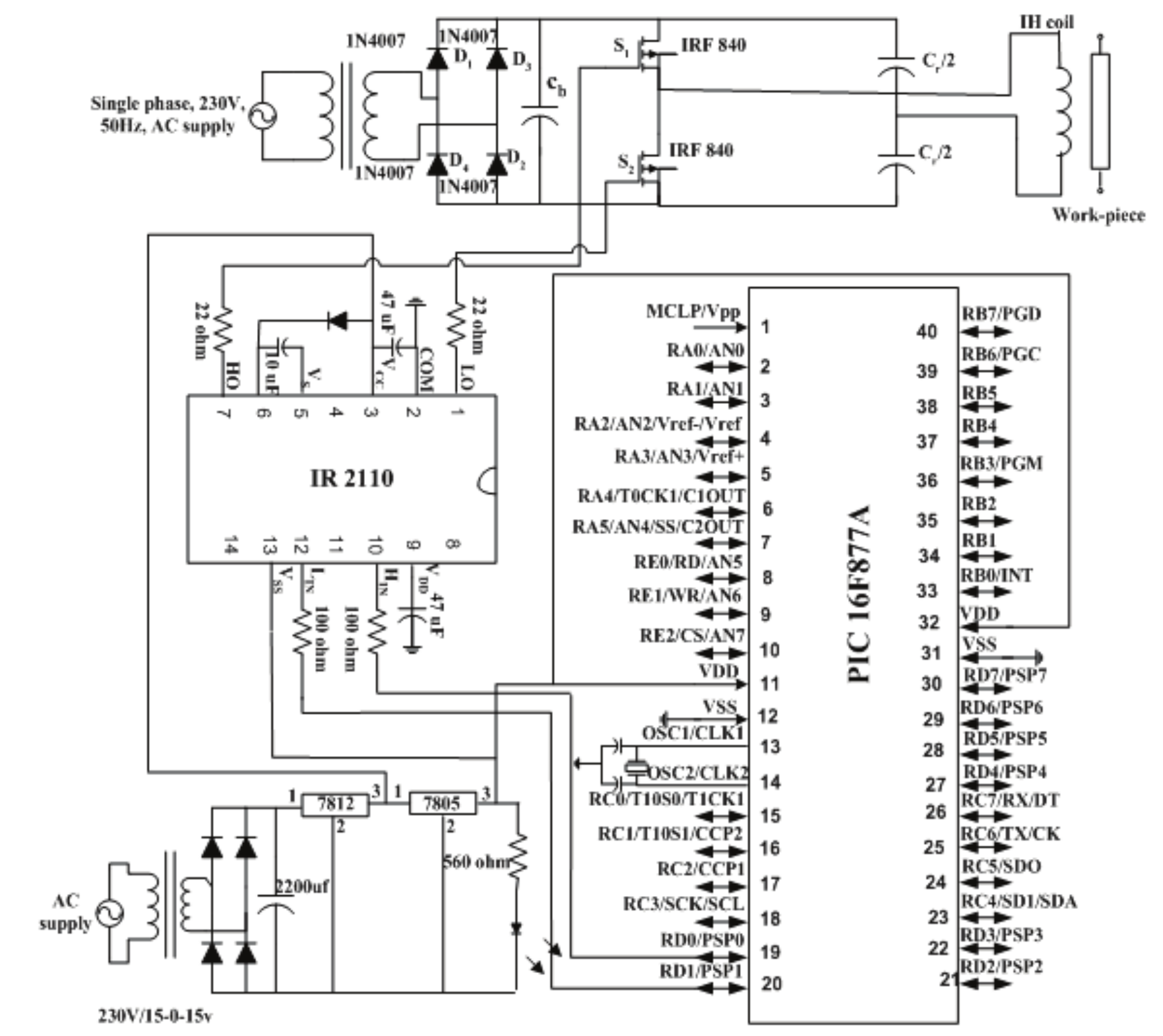 Schematic diagram for the hardware implementation of the HFAC conversion circuit.