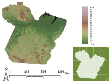 Terrain in the state of Par&aacute;. Source: Adapted from Miranda (2005).