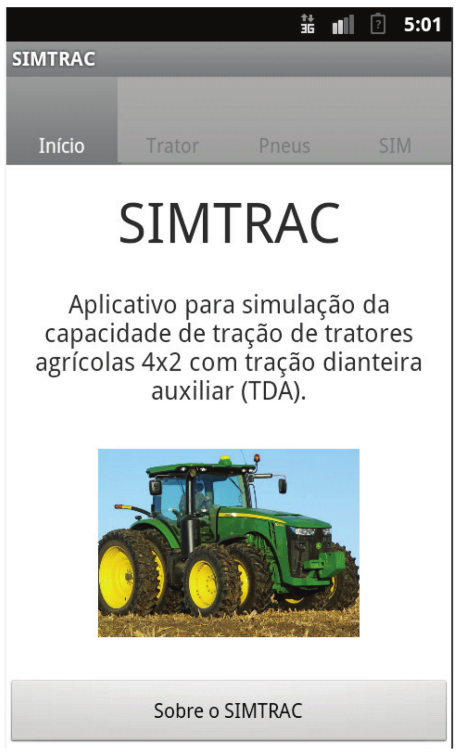 
In&iacute;cio (&lsquo;Start&rsquo;) tab of Simtrac application