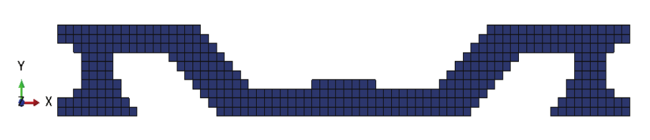 Optimum topology for undamped nonlinear dynamic analysis.