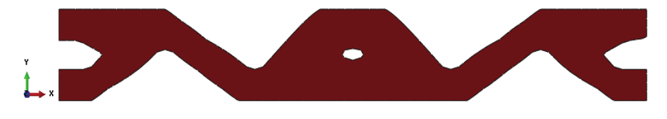 Optimal
topology obtained using Tosca® for nonlinear dynamic analysis with
damping ratio A.