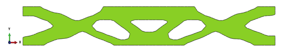 Optimal topology obtained using Tosca® for nonlinear dynamic analysis with damping ratio B.