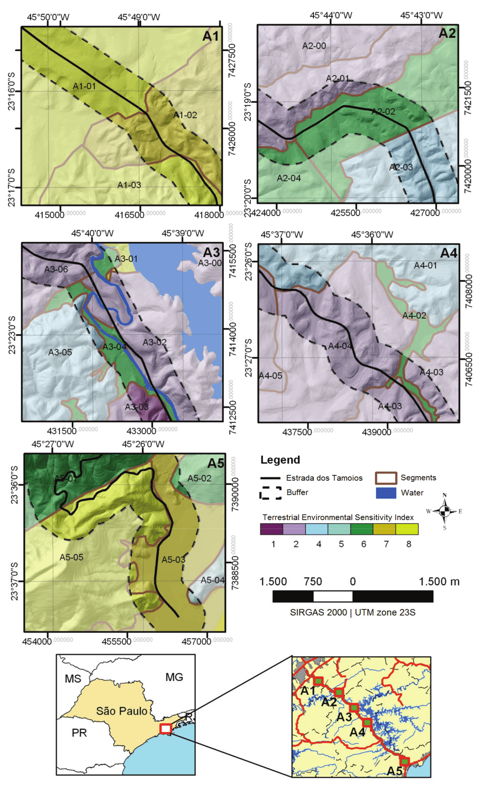 Spatial
distribution of ESI in pilot areas.