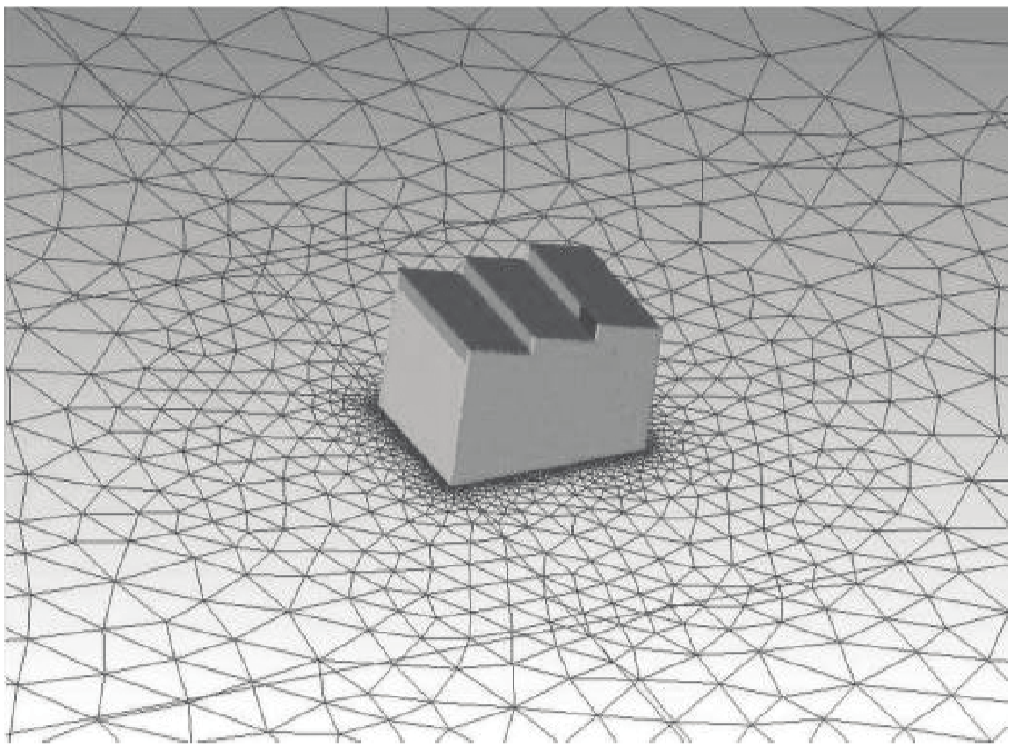 The
unstructured tetrahedral grid.
