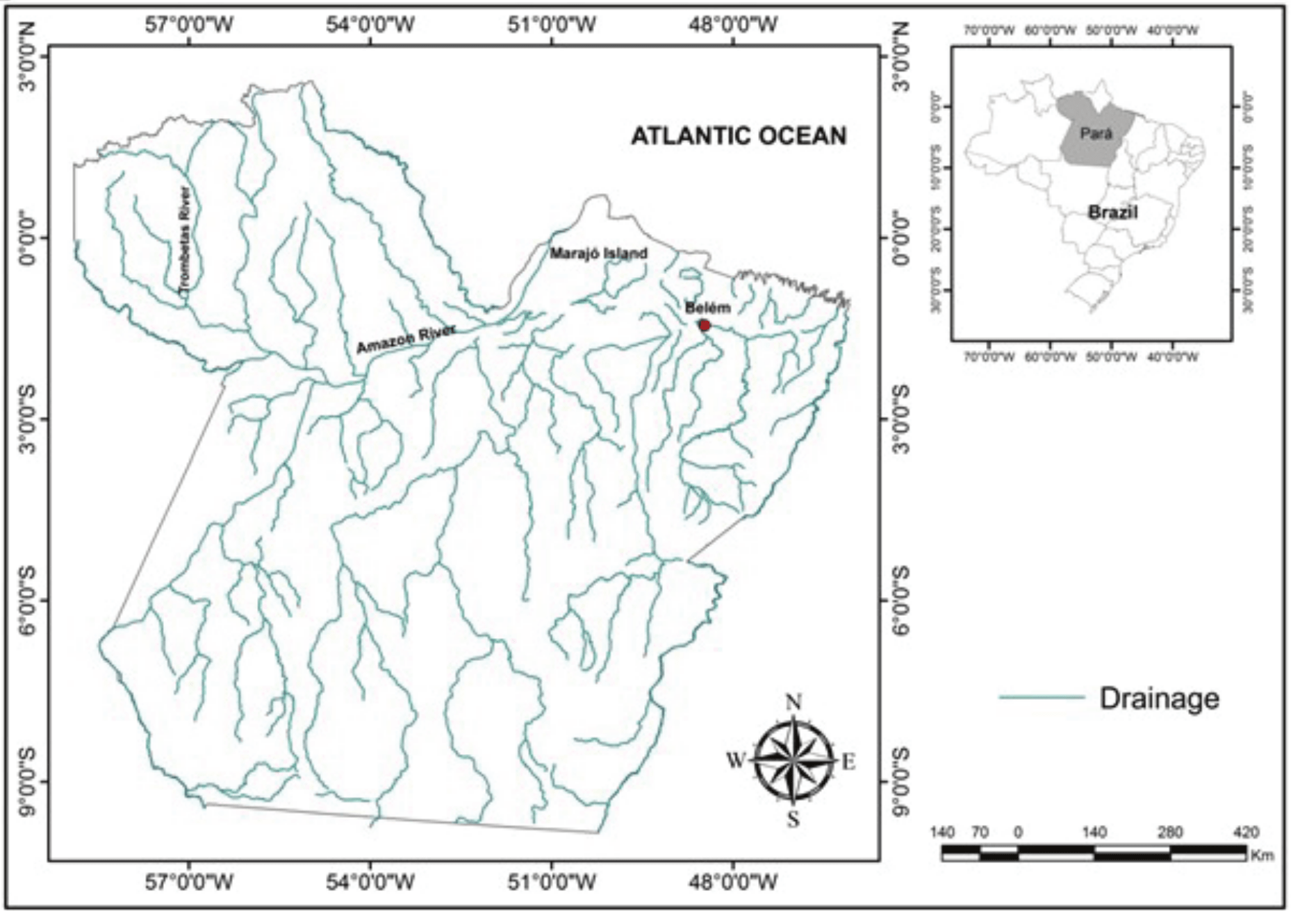 Geographic location of the state of
Par&aacute;.