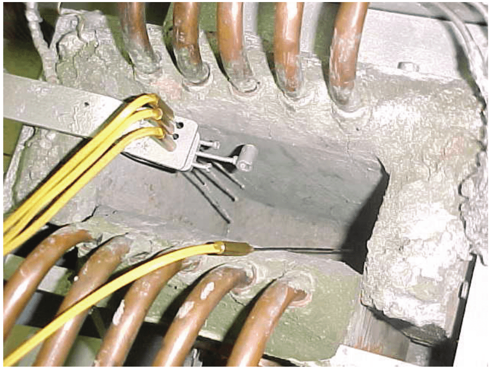 Thermocouples placement in the metallic mold.