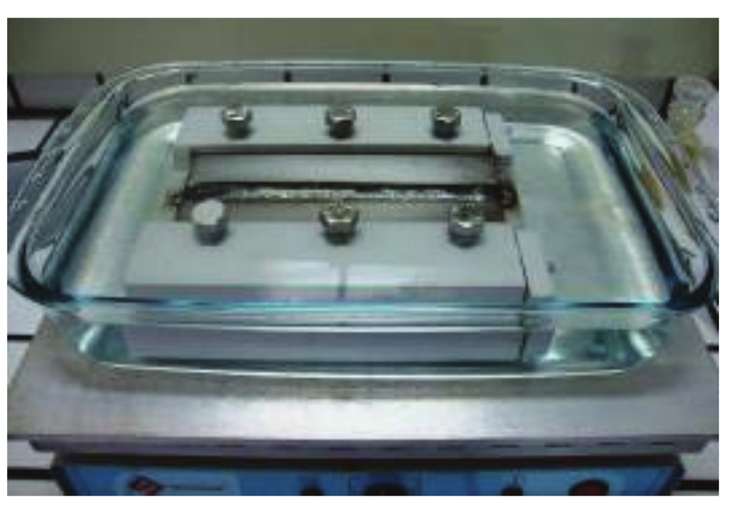 Plate welded by MIG/MAG process, immersed in NaCl.