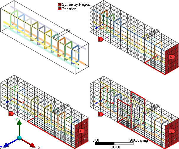 Aspect of the beams for the computational simulation.