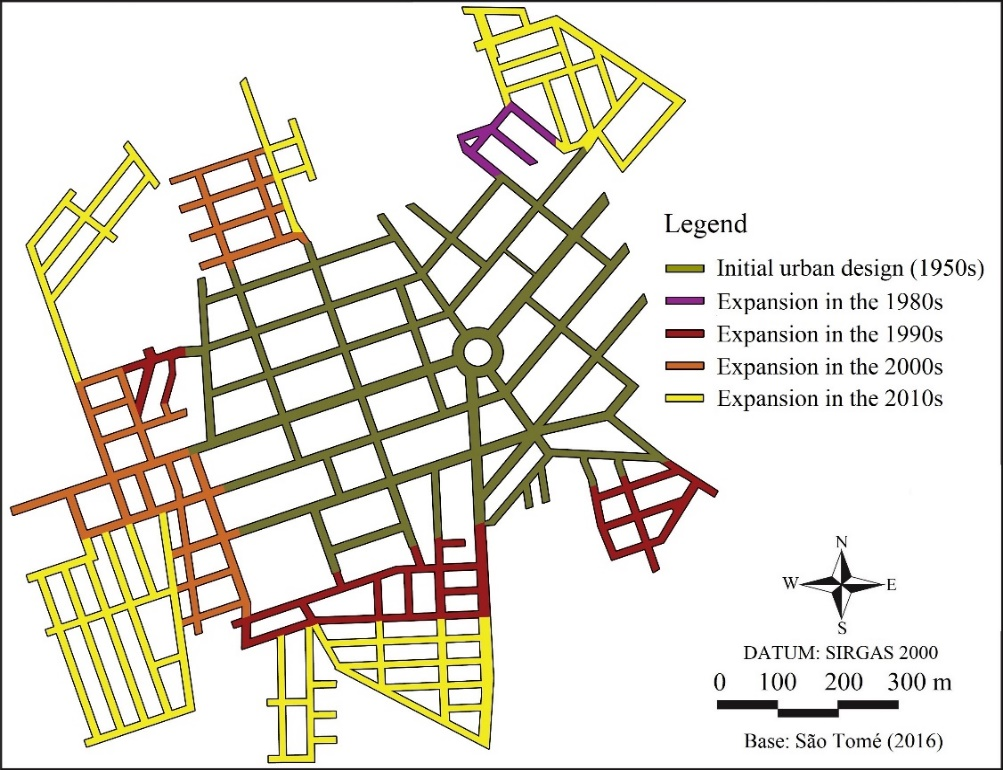 Evolution of the urban grid of S�o Tom� Town, state of Paran�. Adapted of S�o Tom� (2006).