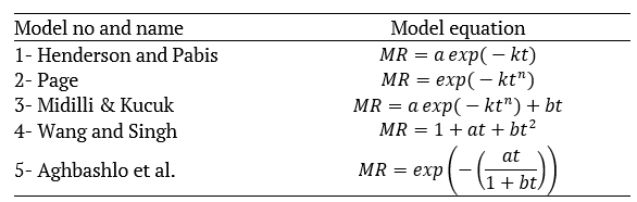 Thin-layer drying models.