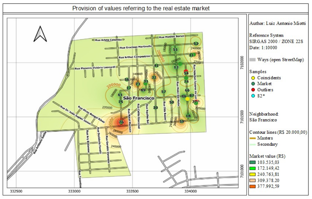 Spatial representation of samples in São Francisco neighborhood. Source: Designed by the author.