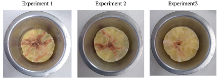 Figure 8. Photographs of the surface of the samples after 20 minutes of intermittent drying. (triplicates).