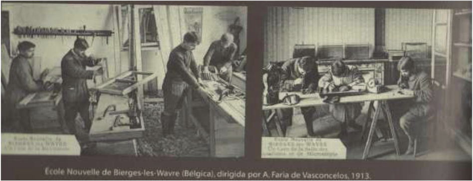 A trabalhar na carpintaria e no laboratório - Escola de Biérges, 1913.