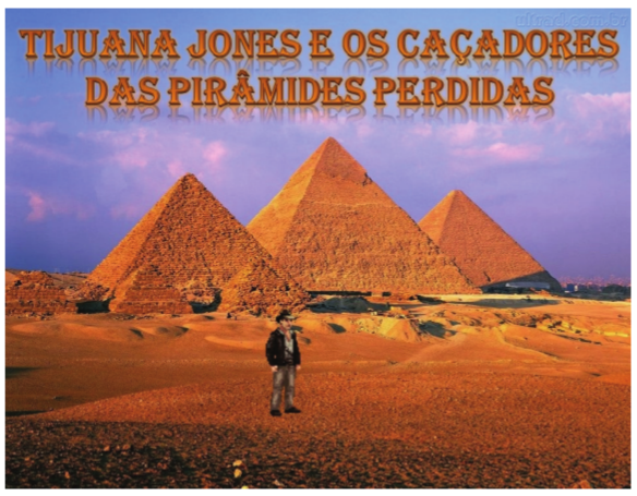 Imagem do jogo did&aacute;tico &ldquo;Tijuana Jones e os ca&ccedil;adores das pir&acirc;mides perdidas&rdquo; apresentada para inser&ccedil;&atilde;o do t&iacute;tulo da narrativa para alunos de escola p&uacute;blica de Cachoeira do Sul, RS.