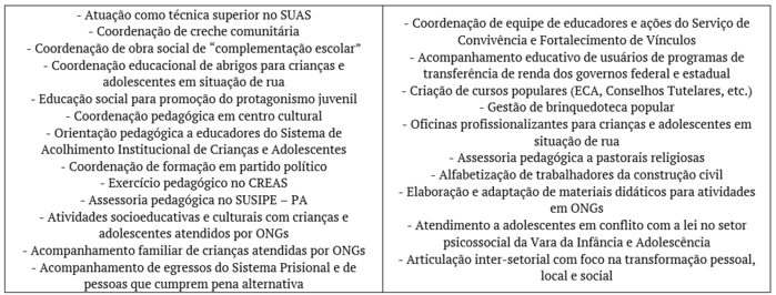 A&ccedil;&otilde;es inscritas na vertente da a&ccedil;&atilde;o socioinstitucional