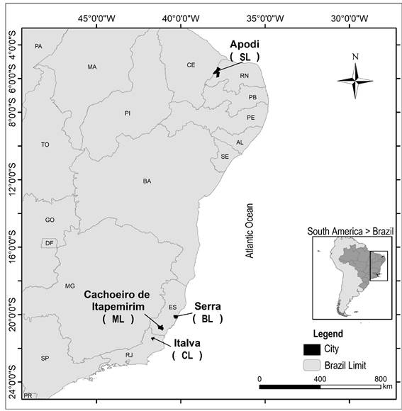 Location of the collection area of the different correctives. ML: metamorphic limestone; BL: biogenic limestone; CL: commercial limestone; and SL: sedimentary limestone.