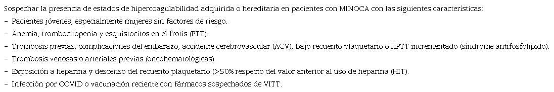 Sospecha de estados de hipercoagulabilidad