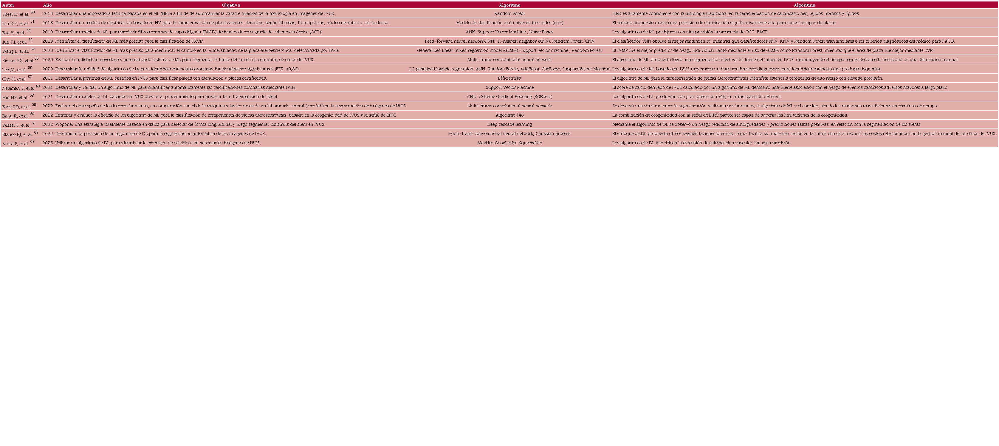 Estudios de inteligencia artificial como estrategia de optimizaci&oacute;n del ultrasonido endovascular (IVUS) 