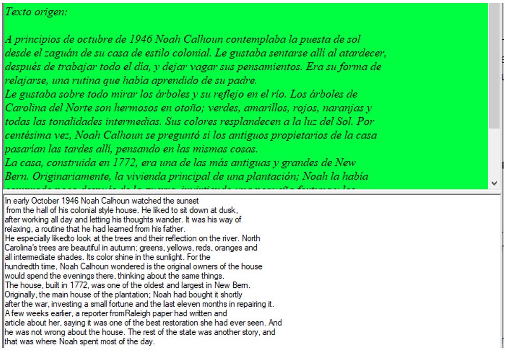 Visi�n del experimento y traducci�n en Translog 2.0