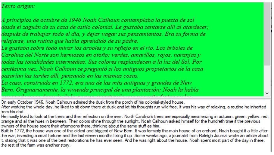 Visi�n del experimento y traducci�n en Translog 2.0